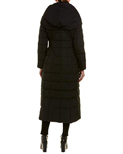 Cole Haan Women's Taffeta Quilted Long Down Coat, Black, XS