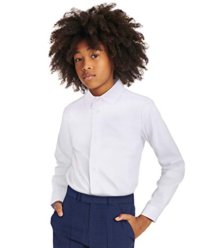 Boys' Big Long Sleeve Slim Fit Dress Shirt, Style with Buttoned Cuffs & Shirttail Hem